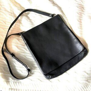 Coach Chelsea Slim Flap Bag (F0P-9458 ), Dark Gray Full Grain Leather